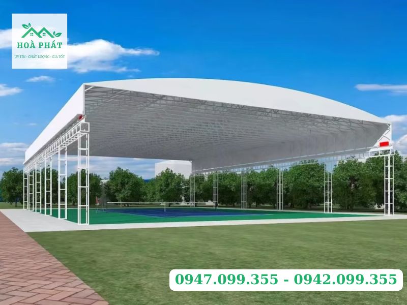Mái vòm bạt xếp sân thể dục trường học