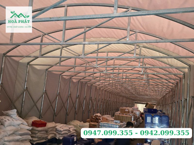 Nhà bạt vòm xếp kho chứa hàng tạm